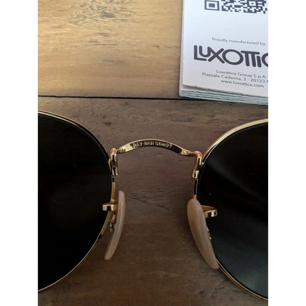 Ray Ban Sunglasses RB 3447 001 Polished Gold w/ Green Glass Lens‎